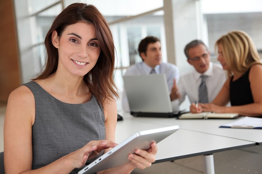 Business woman using tablet