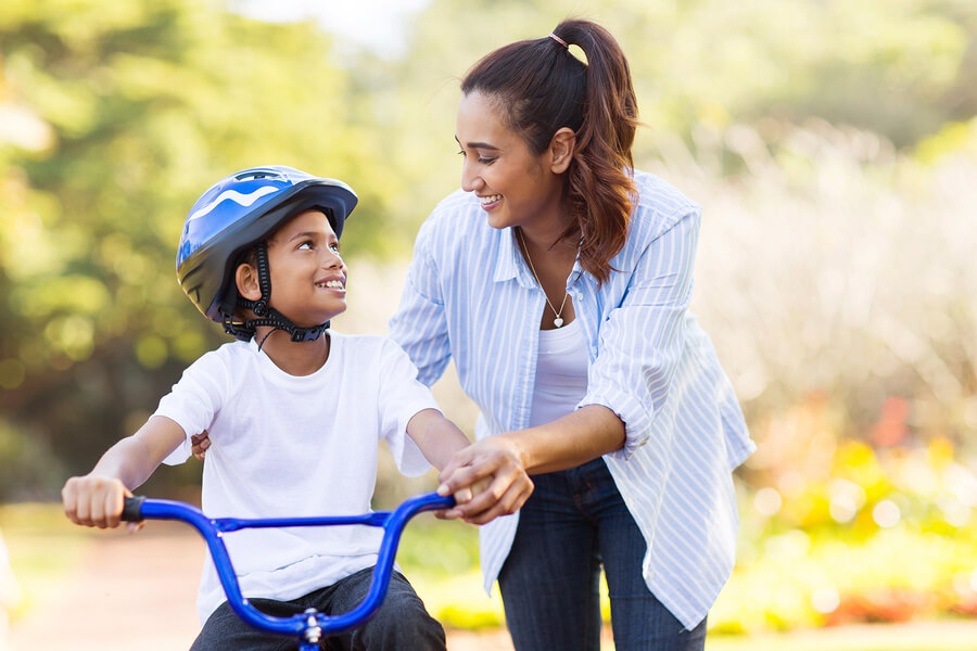 mom child bike ride, tech-free after school