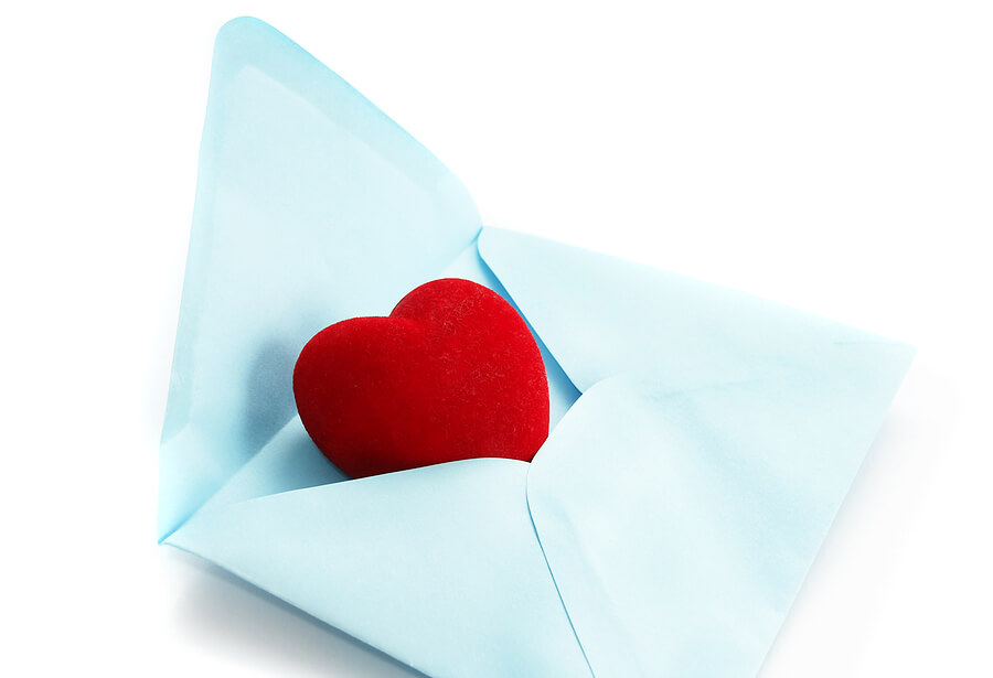 redvalentinecardinlightblueenvelope