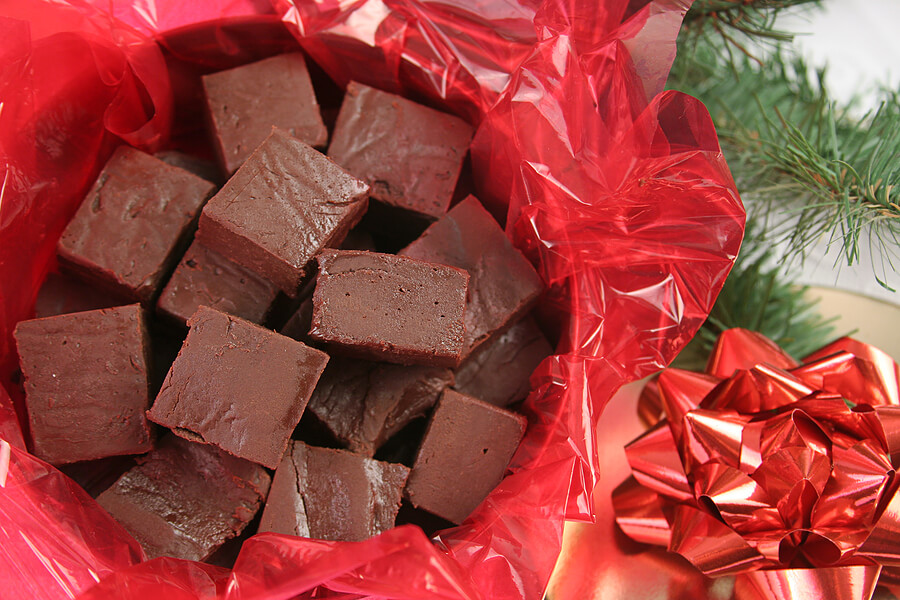 Tin of homemade Christmas fudge