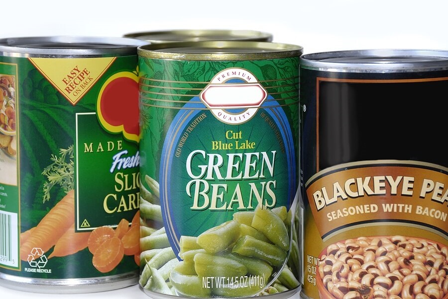 Close Up of Canned Vegetables