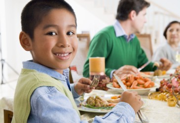 KidsintheKitchen,BoyEatingDinner,FamilyDinner