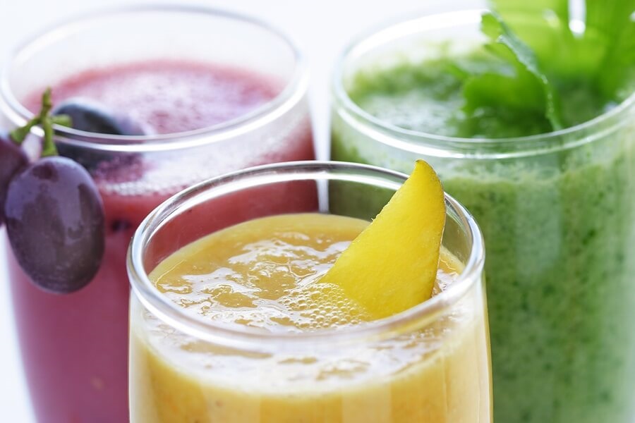 Close up of three smoothies